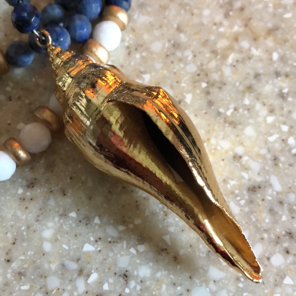 Lapis Necklace With Gold Dipped Shell - image 4